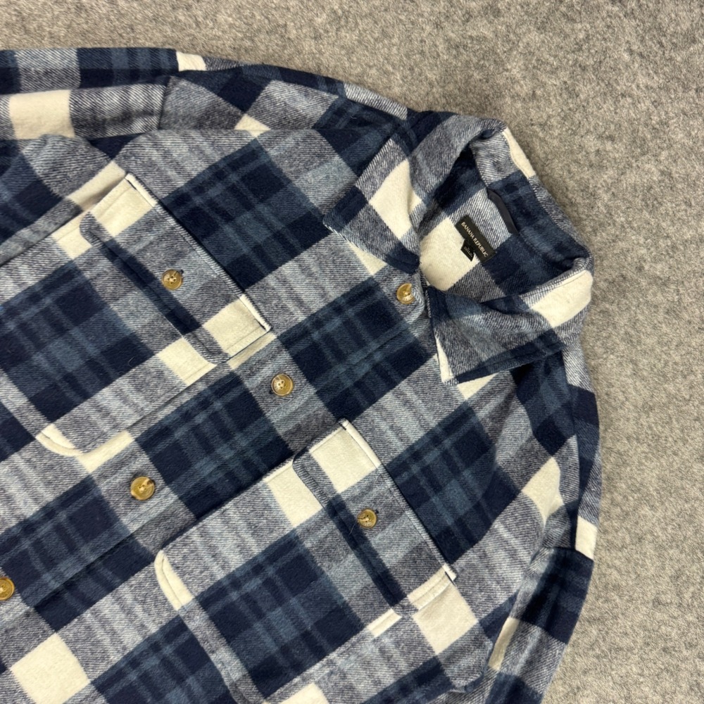 Banana Republic Womens Small Blue Plaid Flannel Oversized Shacket Shirt Jacket